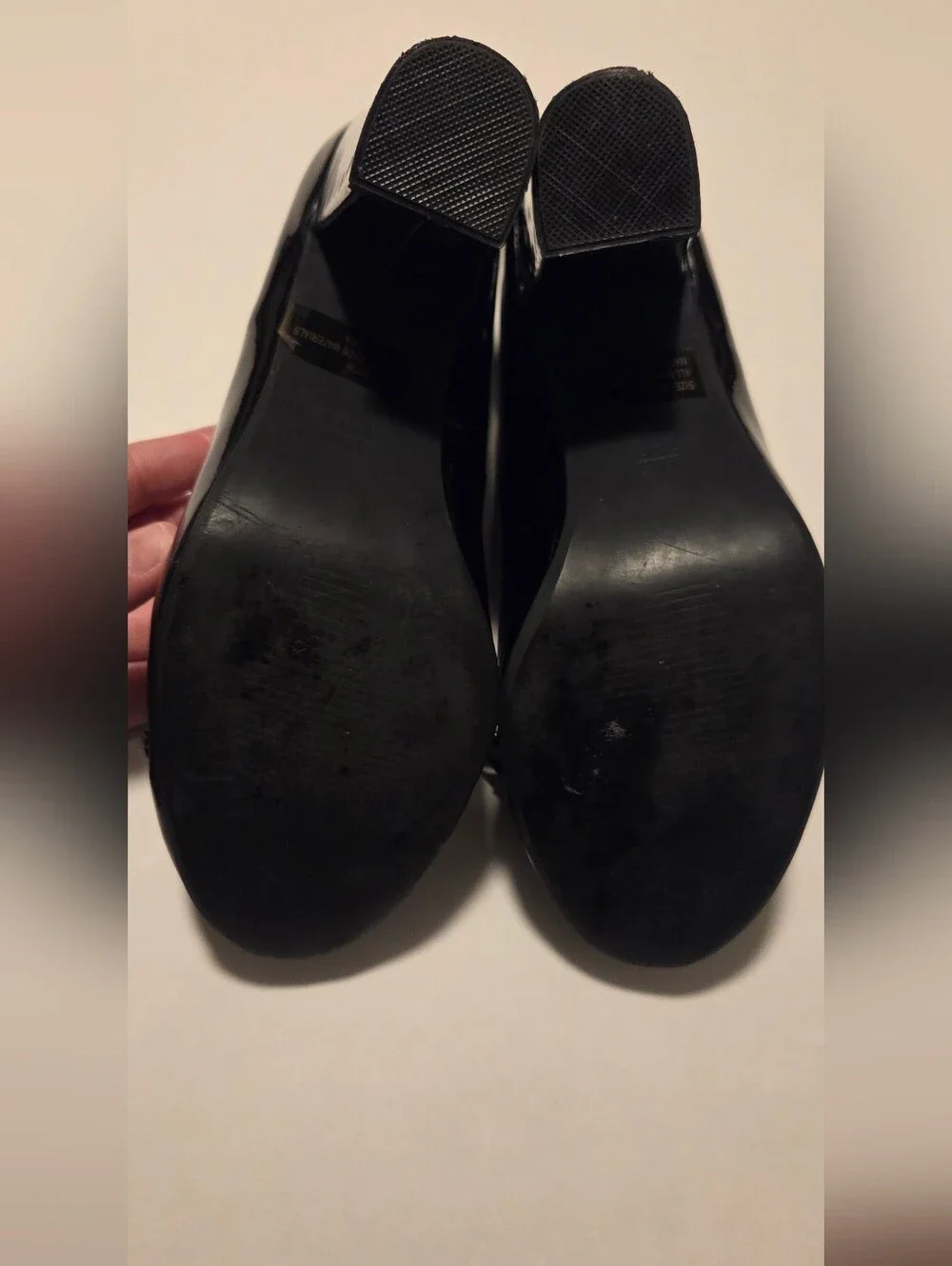 ​Black Patent Mary Jane Heels Women's Size M 7 8 Bow Costume Goth Cosplay GUC